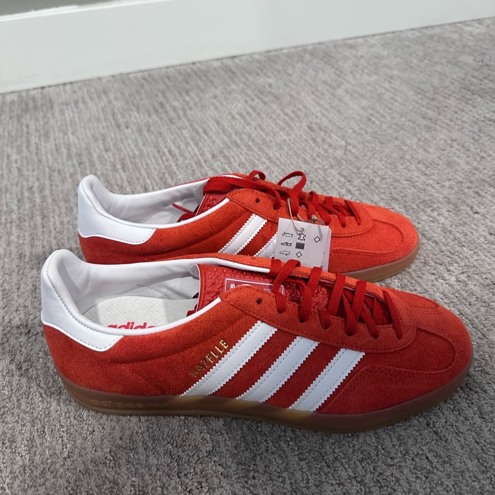 Adidas Gazelle Bold Orange Suede Sneakers with White Stripes